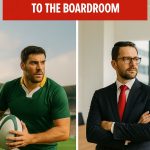 Rugby player and businessman illustrating mental toughness in action, transitioning from sports to business.