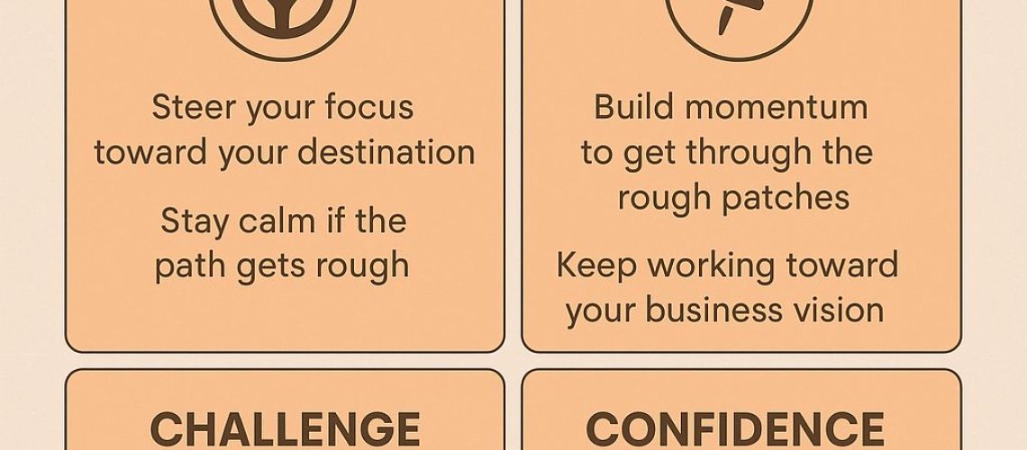 Infographic: Developing mental toughness in business involves control, commitment, challenge, and confidence to stay on track.