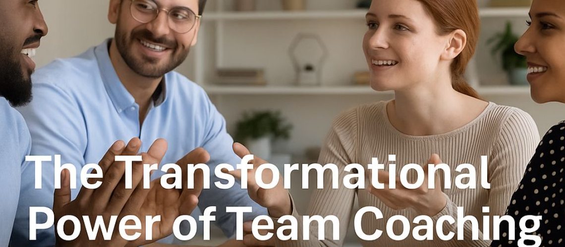 Diverse team members engaged in discussion, highlighting the transformational power of team coaching for workplace performance.